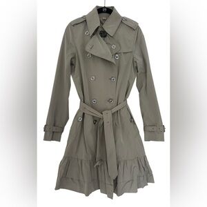 Burberry Stone Grey Ruffled Trench Coat